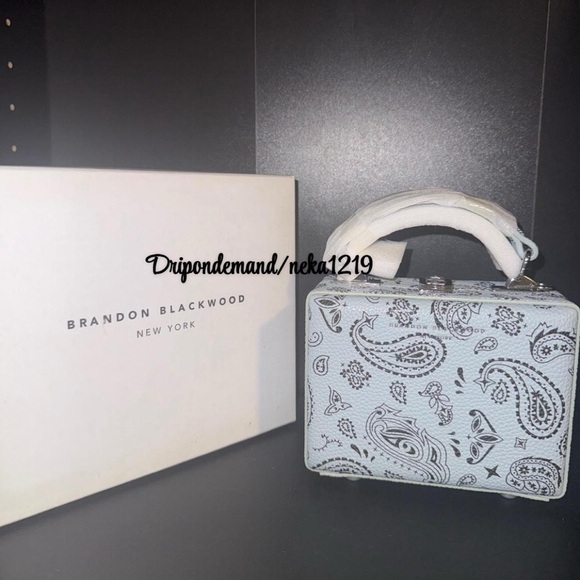 Brandon Blackwood Handbags - Brandon Blackwood Mini Kendrick Trunk- Powder Blue Bandana